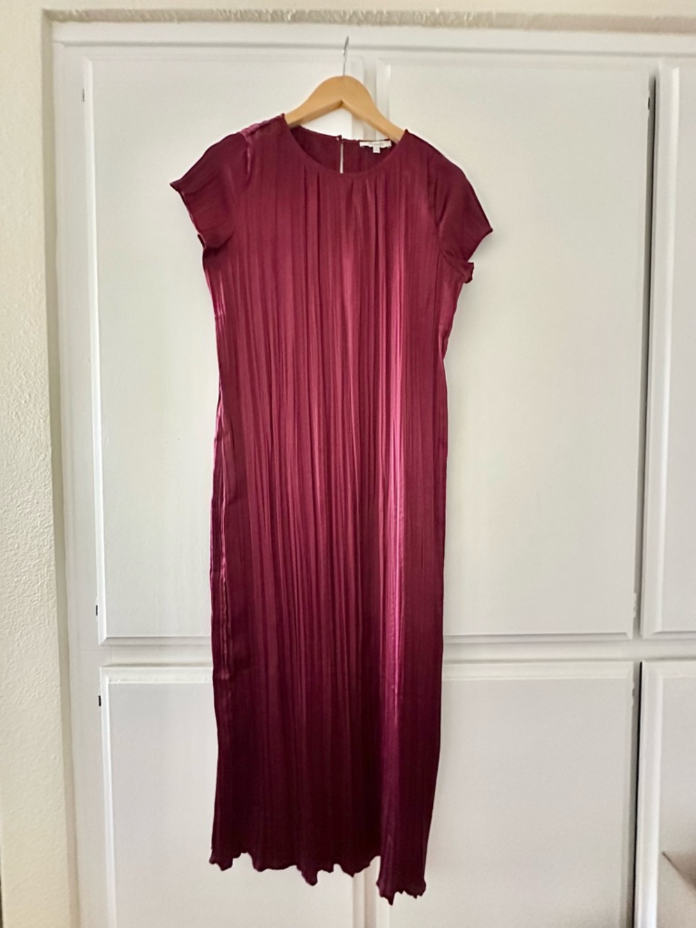 Madewell Burgundy Pleated Midi Dress